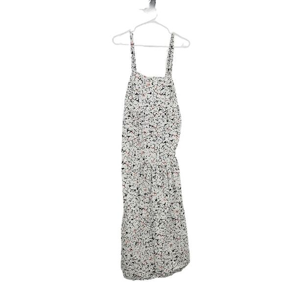 Zara Dress White Abstract Floral Sleeveless Square Neck A-line Midi NWT Size XS - Picture 2 of 9